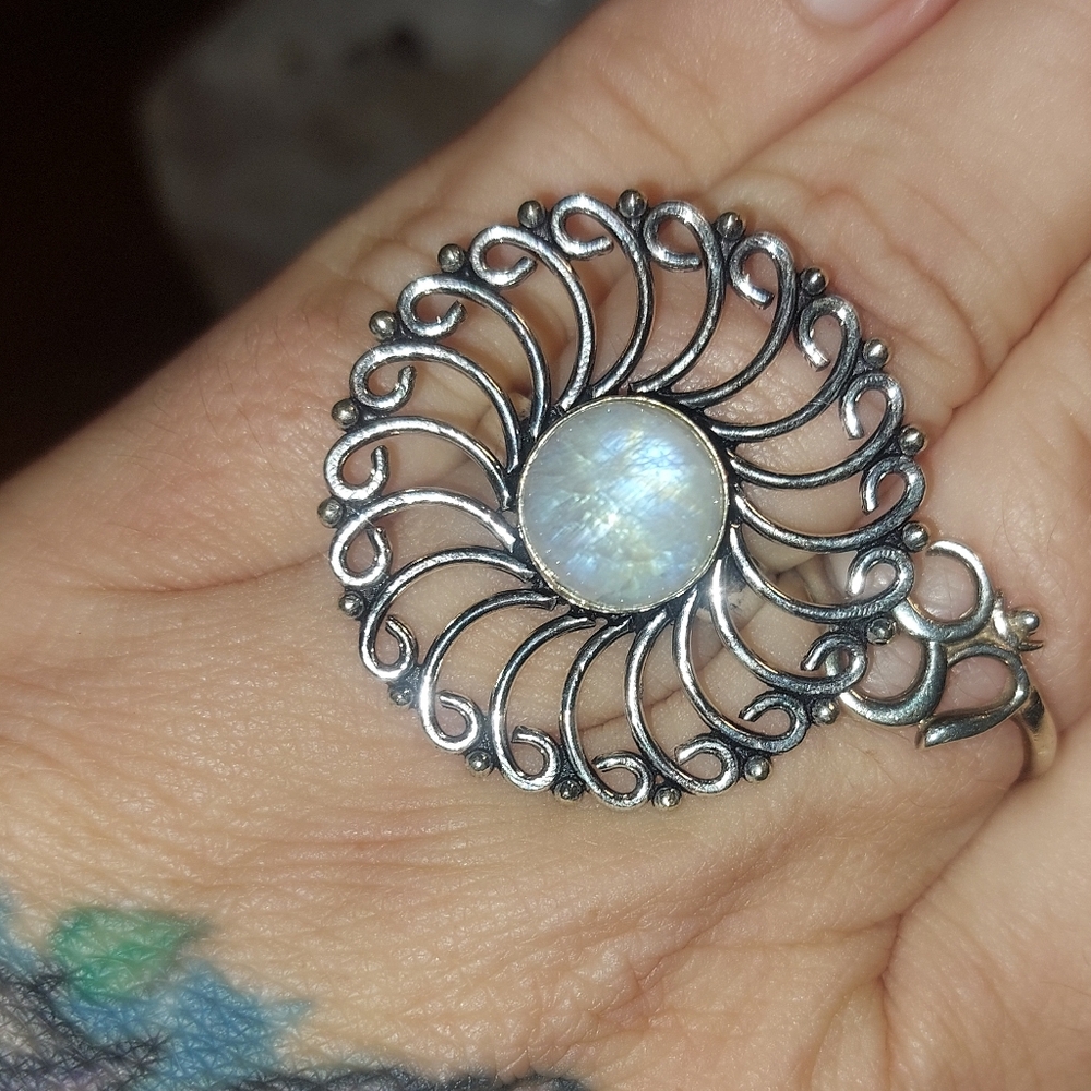 Unique Vintage Style Moonstone Ring Size 6.75